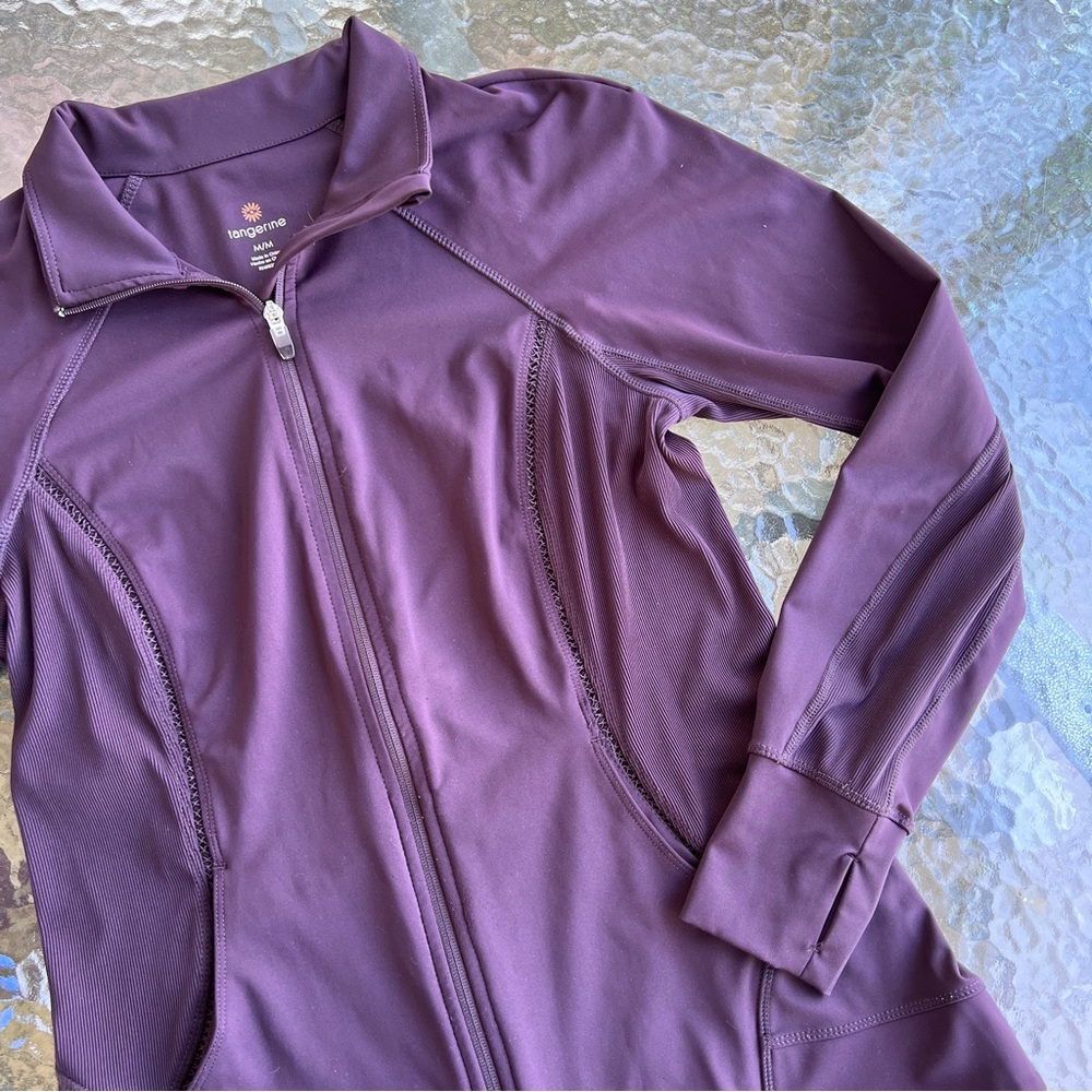 Tangerine Purple Zip Up Athletic Jacket with Pockets H24